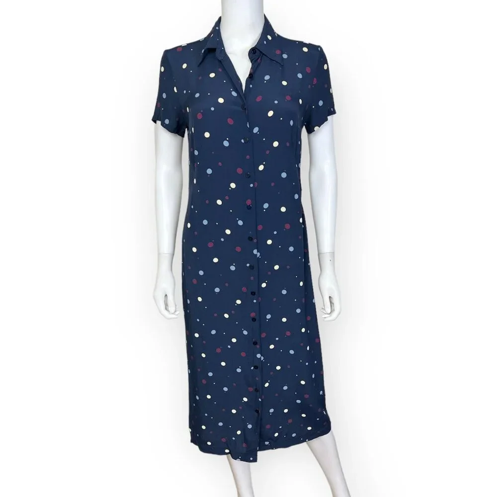 Eddie Bauer Dot Print Midi Shirt Dress - sz Small Petite